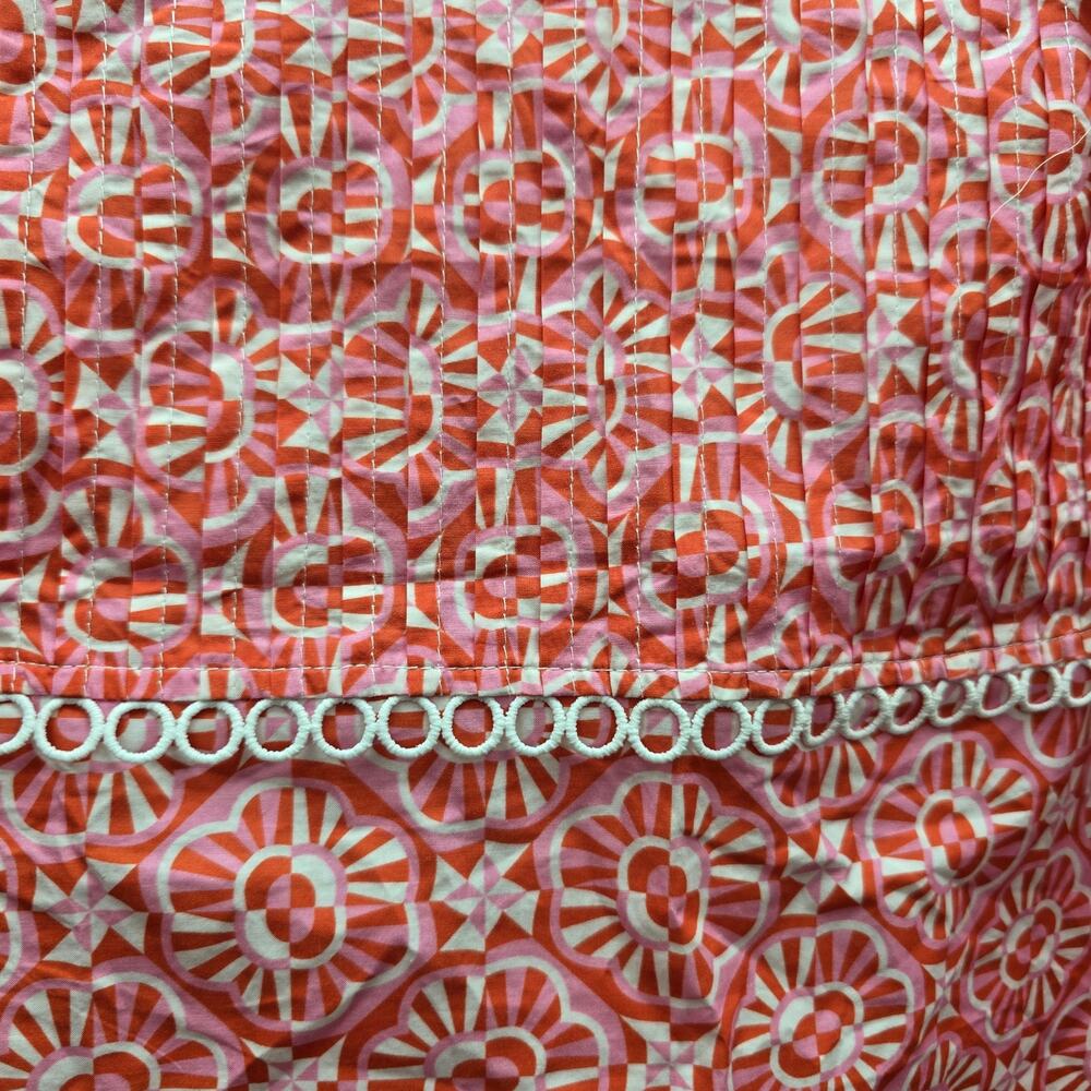 SSYS the Label Blouse Top Size XL Lace Trim Pink/Orange Print Cotton Popover - Picture 2 of 8